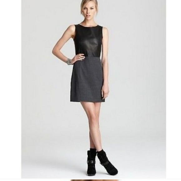 Theory Black Leather Dress Orinthia Sheath Evening Clubbing Luxury Mobwife Chic - Picture 11 of 13